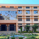 The facade of a school vandalised in Vidisha, India.